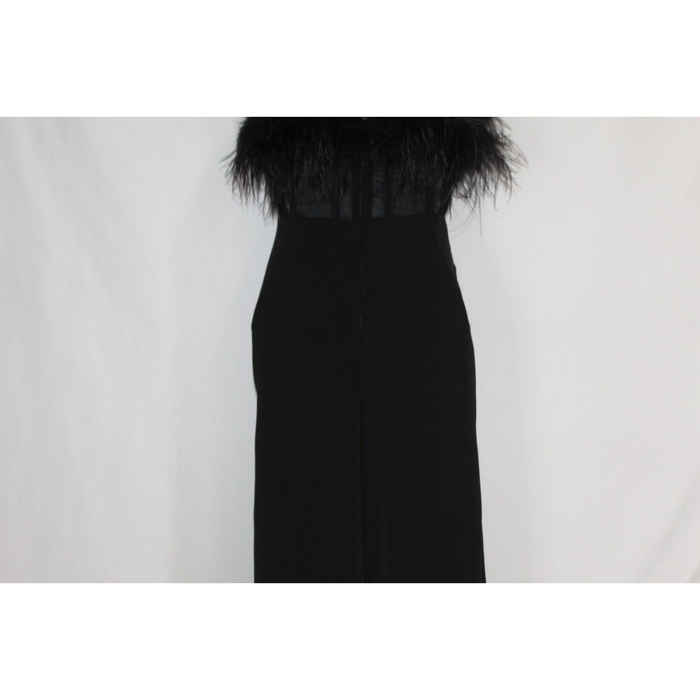 Dear Moon women's black formal gown size 1 stretch feather neckline corset ruche - Picture 11 of 15